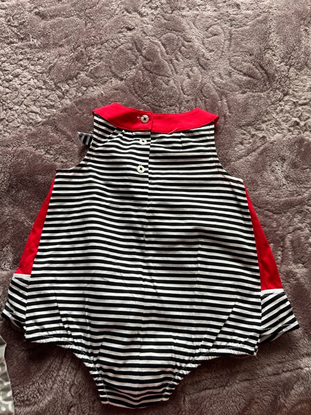 Red Watermelon Print Baby Girl Dress with Striped Bow - Picture 4 of 4